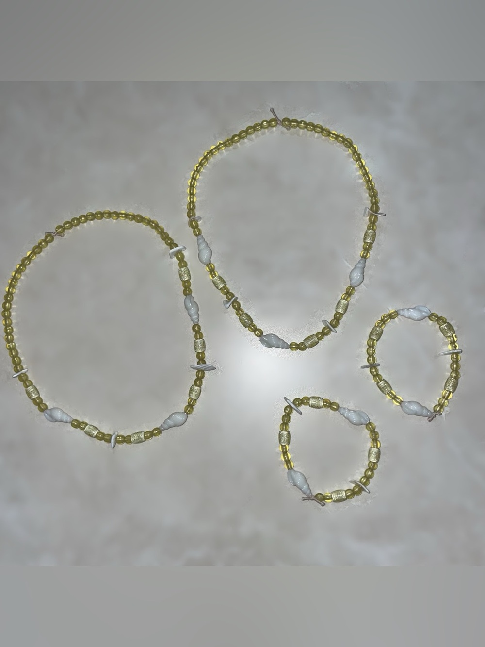 Yellow Beaded Necklace and Bracelet Set